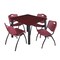 Kee Kee Square Table & Chair Set, Wood, Metal, Plastic Top, Mahogany TB4848MHBPBK47BY - alternate 1